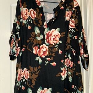 Floral Black and Pink Women's Top
